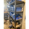 Image 2 : Metal Storage Shelf with Contents of Blue Plastic Bins and Assorted Items