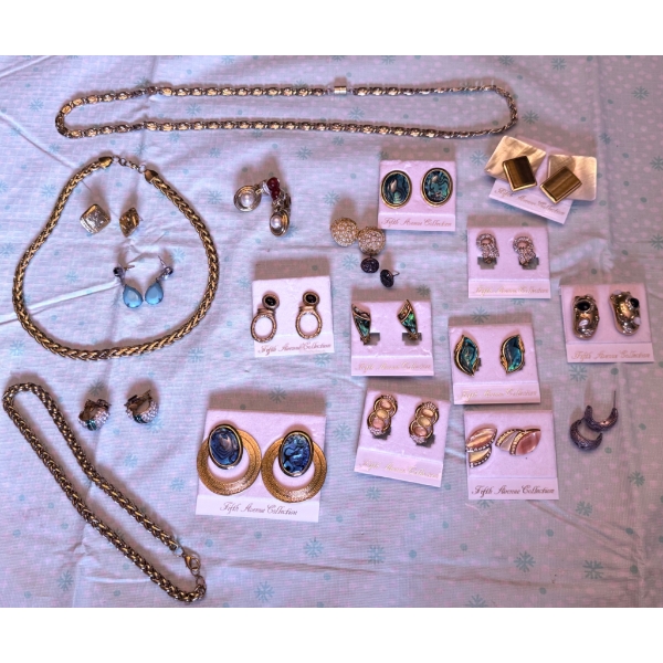 Costume Jewelry Including Necklaces, Earrings, and Brooches