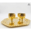 Image 5 : Vintage Brass Goblet Set And Tray, Commonly Manufactured In India.