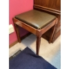 Image 1 : Antique Wood Leather Foot Stool 17 x 15  x 18T