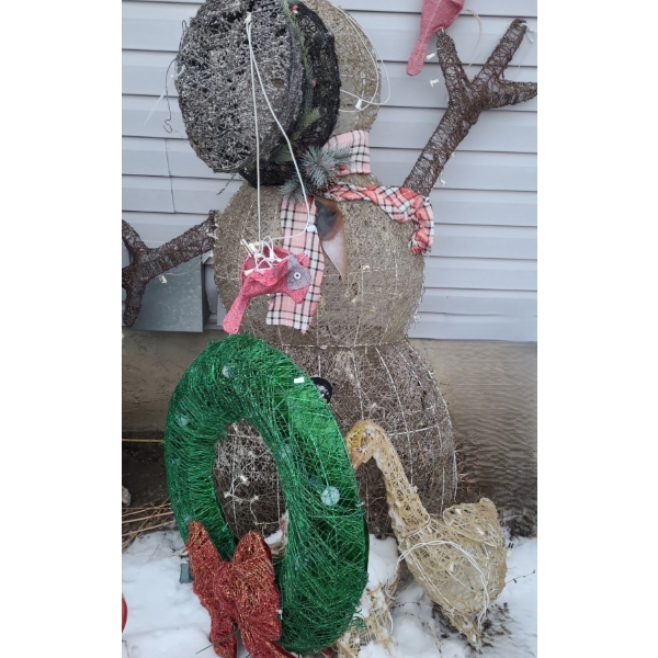Outdoor Holiday Light-Up Decorations Includes: Snowman 79 T, Geese, Wreath 