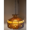 Image 1 : Vintage Swag Chain Stained Glass Light Fixture 15" Diameter Shade, 9.5 T (Shade Measurements)