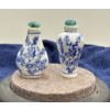 Image 1 : Hand Painted Blue & White Floral Snuff Bottles with Spoons  2.5H