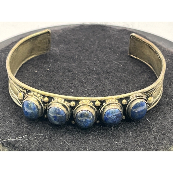 Cuff Bracelet with 5 Lapis Stones