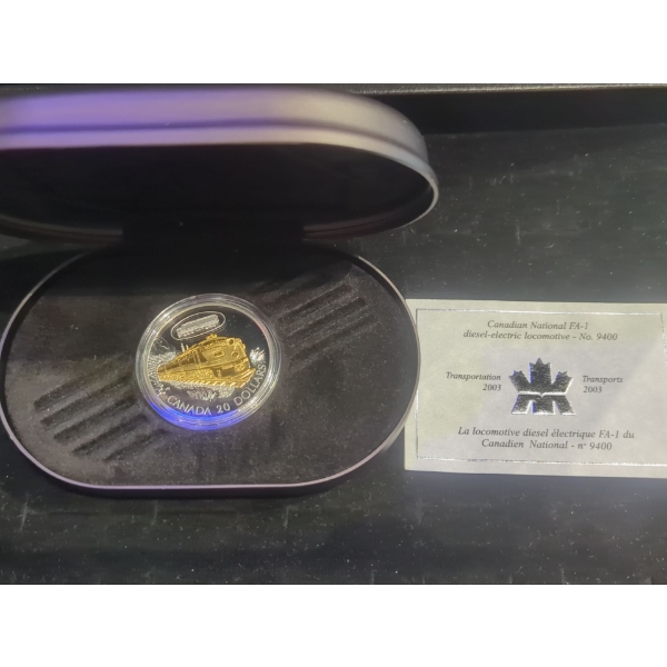 RCM 2003 TCN FA-1 Diesel-Electric Locomotive No. 9400 Gold Plated Silver 925 Coin