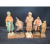 Image 1 : Anri Carved Wood Figures: Smallest 4 T, Green Clothes Holding Fish 6 T and More!