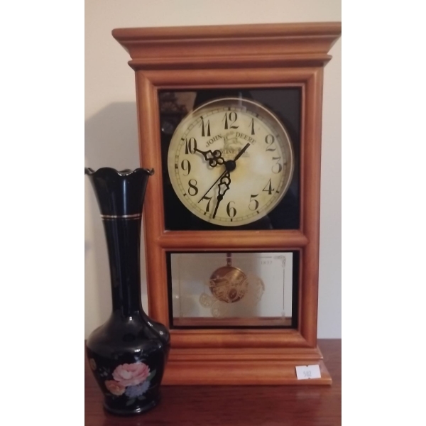 John Deere Tractors Wood Case Mantel Collectible Clock  Country Living Parlor Clock