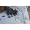 Image 4 : Rustic Decor Lot Featuring Wooden Basket, Metal Sign, and Hardware