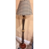 Image 4 : Wooden Floor Lamp with Checked Fabric Shade