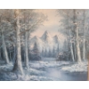 Image 2 : Painting of Winter Mountain Scene- Artist R. Wand, 27.5 X 23.5 Framed Under Glass 