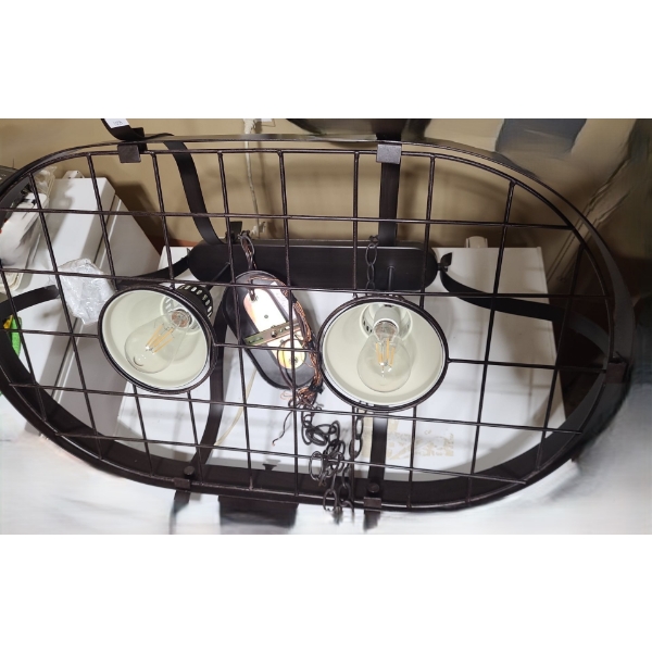 Kitchen Ceiling Dual Light with Metal Cage to Hang Pots and Pans 33 L, 20 W