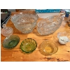 Image 1 : vintage crystal footed bowl, vintage Anchor Hocking Wexford Pattern pressed glass footed large fruit
