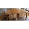 Image 1 : Long Pine Table with Extensions, Attachable Legs and Six Chairs