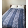 Image 1 : Double Bed w Wood & Metal Head & Footboard. Incl Mattress & Bedding.  57 w, 83 l, 37 h