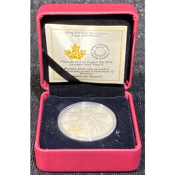  2014 Pope John Paul II $10 Fine Silver Coin