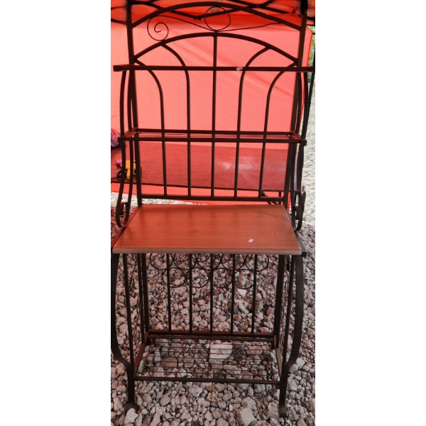 Metal Baker's Rack w/ Wooden Centre Shelf 28 W, 20 D, 66 T 