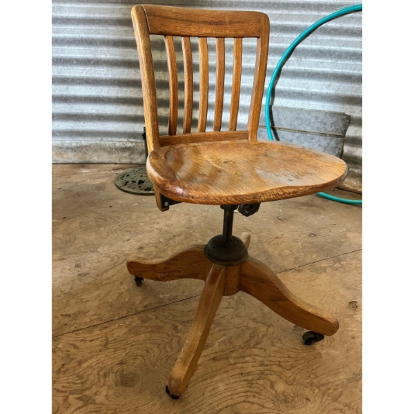Classic Wooden Chair, Adjustable Back, Wheels and Solid Oak