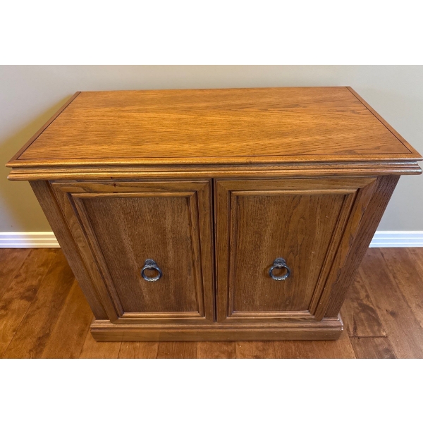 Wooden Side Table, on Wheels; 32In Wide, 26In Deep, 28In Tall 