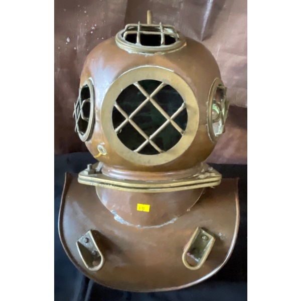 Life Sized Victorian Diving Helmet - Copper & Brushed Brass