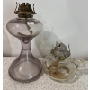 Image 1 : Victorian Banner Oil Lamp & Amethyst Glass Eagle Oil Lamp