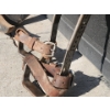 Image 11 : Vintage Work Gear Collection- Including Leather Belt, Old Pulley, Metal Anchor , Lineman Spurs 