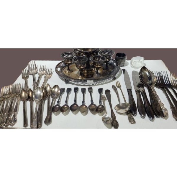 Assorted Metalware: Egg Server Tray 10 X 8.5,  4 T, Flatware: Community and Gero and More!