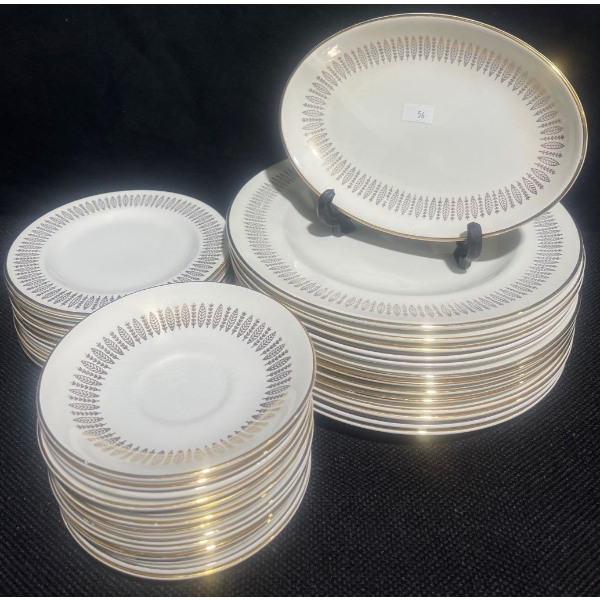 Royal Knight Traditional Staffordshire Dinnerware - 22ct Gold Wheat Sheaves & Leaves 