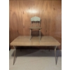 Image 5 : Wood-Laminate Dining Table and Metal Chair with Upholstered Backrest