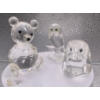 Swarovski Crystal Animals Bear ( Right Arm fell off), Owl on a Log and Eagle Head 