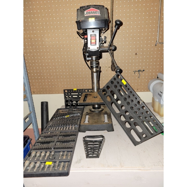 JOBMATE Drill Press - Mo.55-5901-6 w/ Assorted Drill Bits & Tool Caddies 