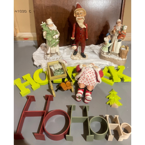 Seasonal Assortment - HO HO HO Hand Carved Figurines & More
