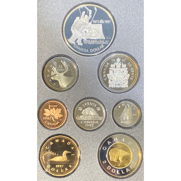 1997  8-Coin Sterling Silver Proof Set Commemorating the 1972 Canada/Russia Hockey Series