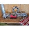 Image 1 : Approx 16' of Garland with Lighting, Metal Sleigh, 2 Metal Reindeer, Owl, Bell Wreath, 5 Rolls of wr