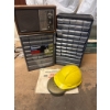 Image 1 : Panasonic Vintage Garage Radio, Mastercraft Tool Storage Cabinets, and Yellow Safety Helmet