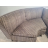 Image 2 : 3 Piece Reto Sectional w Striped Upholstery Fabric and Wooden Legs.  Curved 50 w 31 d 28 h