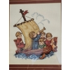 Image 3 : three framed cross-stitch embroideries featuring designs based on the artwork of M.I. Hummel. 
