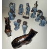 Image 1 : Stonewear Pottery Nativity Scene From Thailand - Celadon Ceramics w/ Blue Glaze