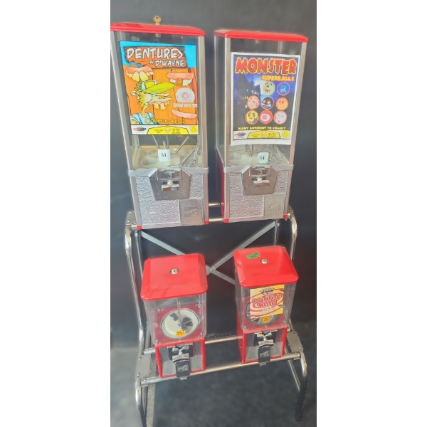 Vintage Coin Operated Vending Machine w/ 4 Dispensers 26 W, 21 D, 59 T, Key Included