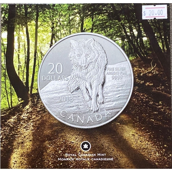 2013 Canada Wolf $20 Fine Silver Coin 7.96 Grams 99.99% Silver