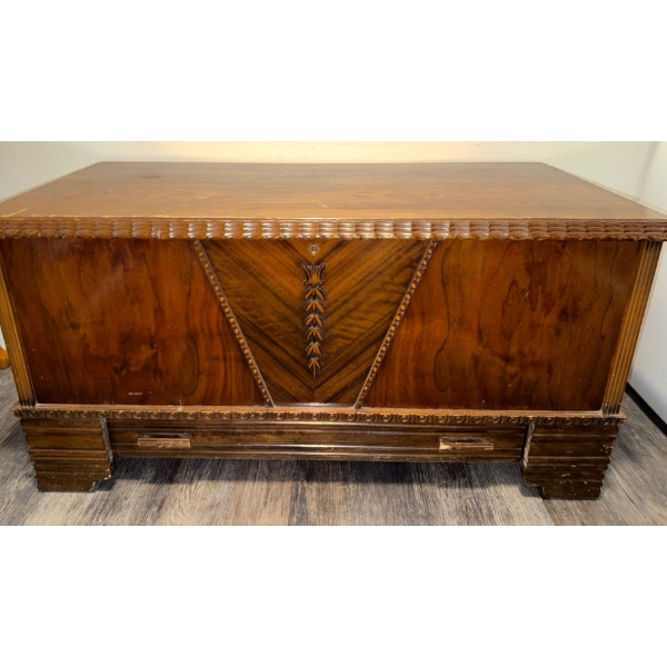 Beautiful Antique Treasure Chest with Great Detail & Bottom Drawer  41x22x23"tall