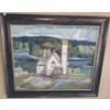 Image 1 : Framed Print of Church by River 29 X 25, Paint on Canvas 