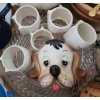 Image 3 : Ceramic Smurf 9 T, Bunny Salt/ Pepper Shakers, Dog Glasses Holder, Metal Plant Stand 14 T and More!