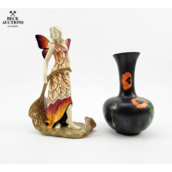 Decorative Figurine Of A Fairy 10''INCHES HEIGHT And A Small Crown Ducal Vase 7''INCHES HEIGHT