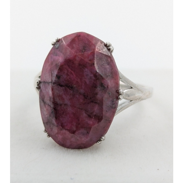 18.3 ct Certified Silver Ruby Gemstone Ring ($10,320 Appraisal)