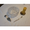 Image 2 : Special Occasion Serving Ware - Pin Wheel Crystal Bowl Gold Candle Ambience & More