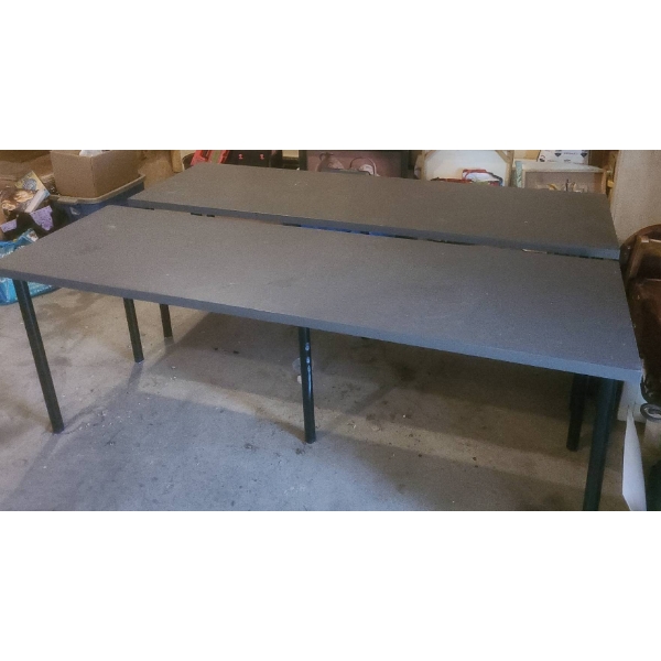 Large Rectangular Grey Utility Tables with Metal Legs