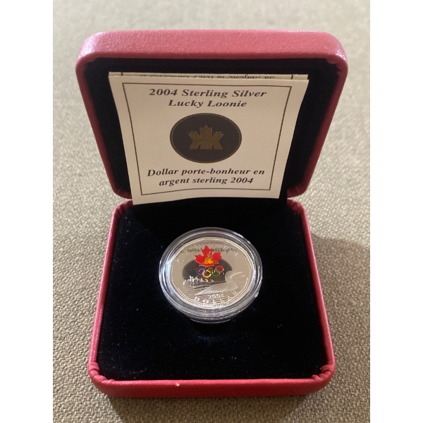2004 Sterling Silver Lucky Loonie Olympic Proof Coin with Case and Certificate