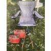Image 3 : Coca Cola Umbrella, Two Round Plastic Tables, Three Fold out Lawn chairs, Weeny Stix & Gas Cans