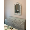 Image 1 : White wicker dresser with white wicker mirror and laundry hamper all matching in great condition. Dr