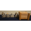 Image 1 : Handmade Clay Mini Figurines w/ Wooden Coasters 